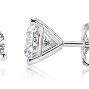 BOUCLES D'OREILLES RONDES AUTHENTIQUES 1/3 CT TW, 4 griffes Pushback pour la vente par Maskabilities