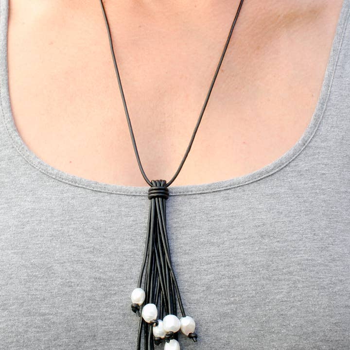 11O White Pearl Tassel Necklace for wholesale by Sea Ranch Jewelry