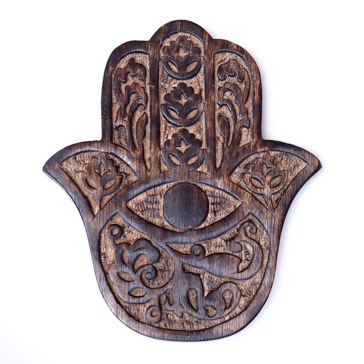 Decor - Hamsa in legno - Cherry Blossom 17,8 x 15,2 cm per la vendita all'ingrosso da parte di Prabhuji's Gifts