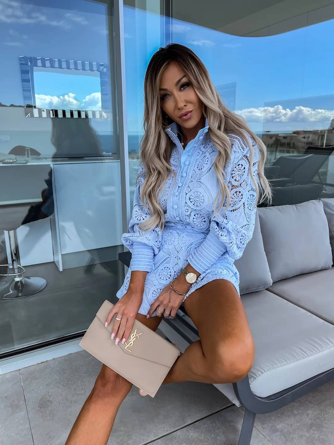 Lily Clothing - Wholesale Top & Short Set (NOT Loungewear) - Women's - SINGLE BREASTED STAND COLLAR LACE SHORTS SUIT6