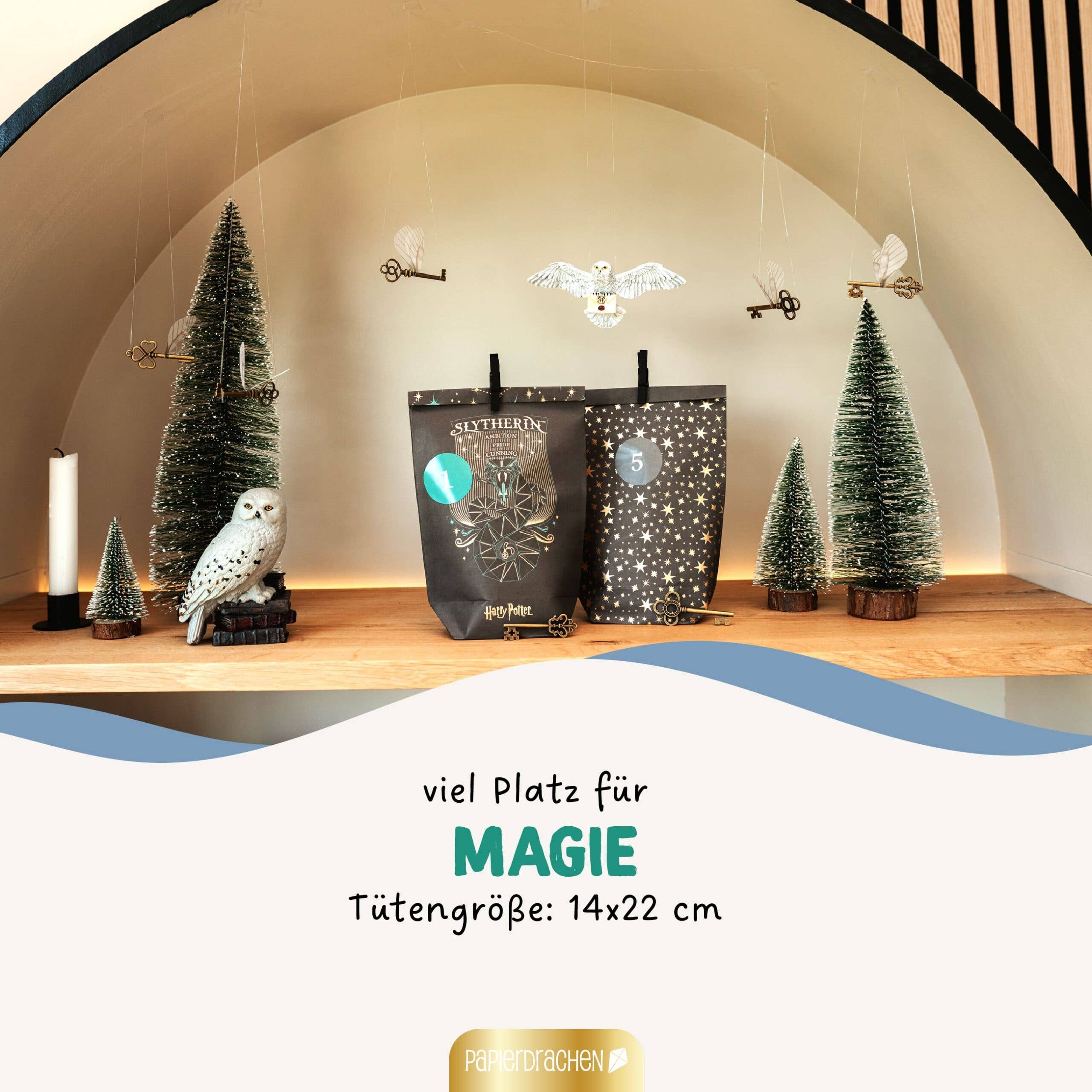 Papierdrachen - Wholesale Advent Calendar - Paper Kite Advent Calendar Harry Potter Black Printed Bags4
