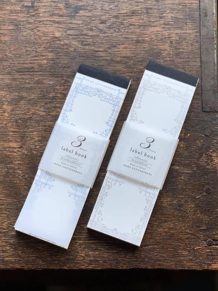 LETTERPRESS Klassisches 3-Muster-Etikettenbuch Königsblau&Silber für den Großhandel von 「FUNJI」In Japan