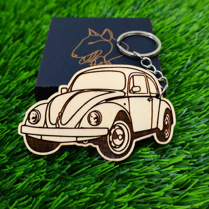 Herbs&Belles - Wholesale Keychain - Unisex - Vintage Car Wooden Colorful Keychain, Classic Automobile10