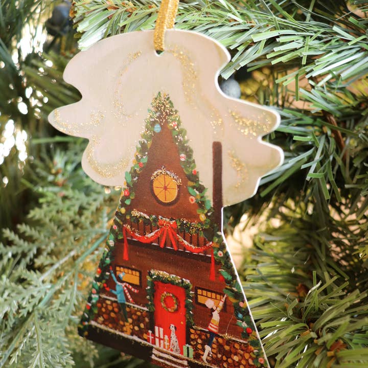 JANET HILL STUDIO - Wholesale Ornament - Deck the A-Frame Paper Ornament/ Gift Tag/ Die Cut/Decor2