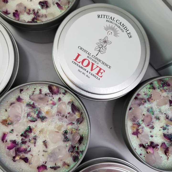 Angelic Magic - Wholesale Reiskaarsen - Privélabel op maat gemaakte kristallen kaarsen in 8oz blikken1