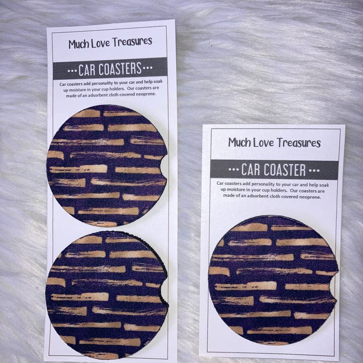 Purple with Gold Car Coaster for wholesale by Much Love Treasures