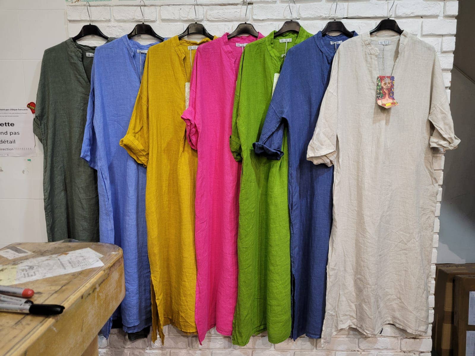 la maison des fibres naturelles – wholesale Klänning - Dam – Lång klänning med tunisisk krage 29340 i 100 % linne6