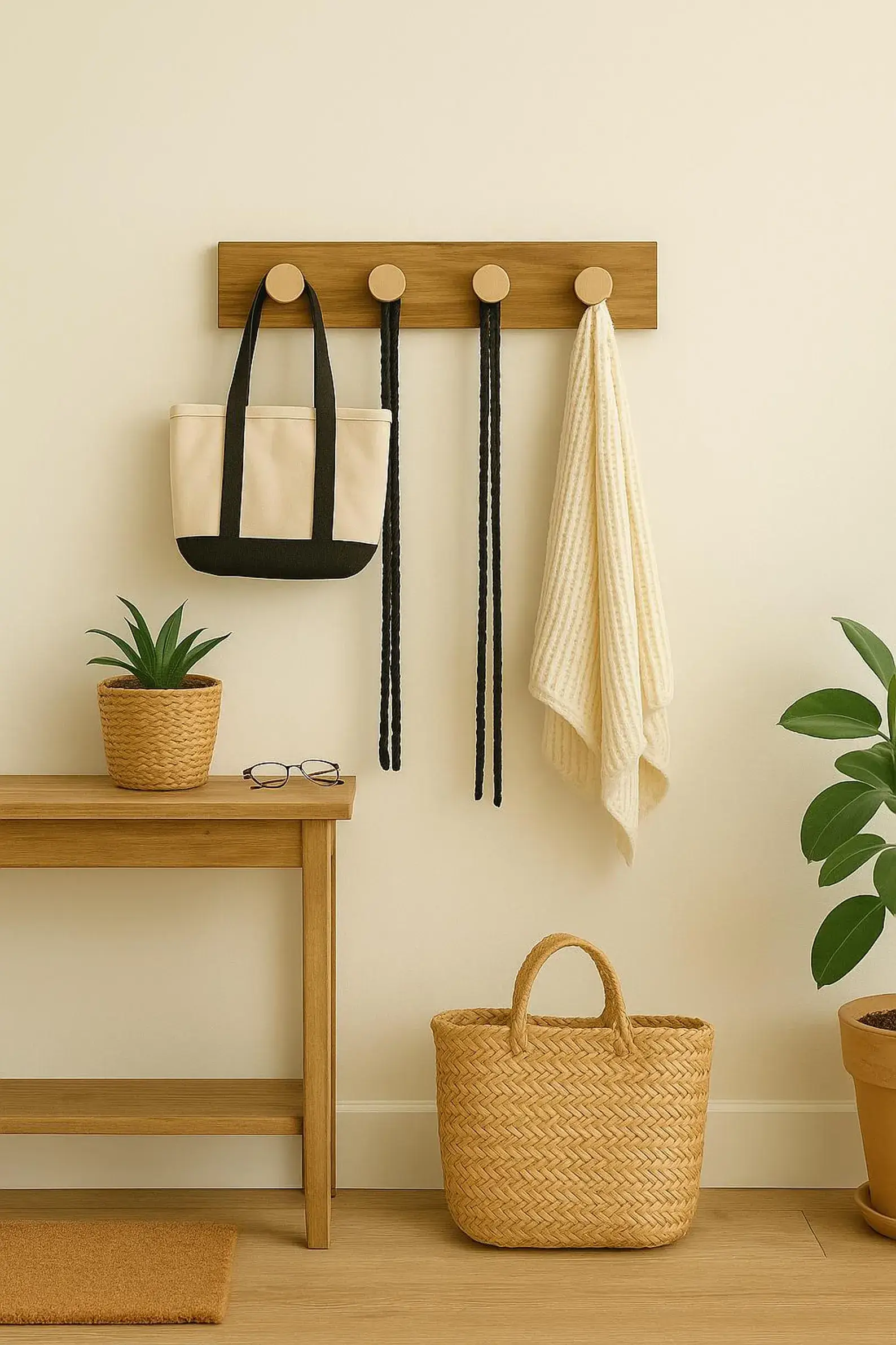 Atelier HM Design - Wholesale Wall Hook - Bathroom wall hook, natural wood holder, 20 inches1