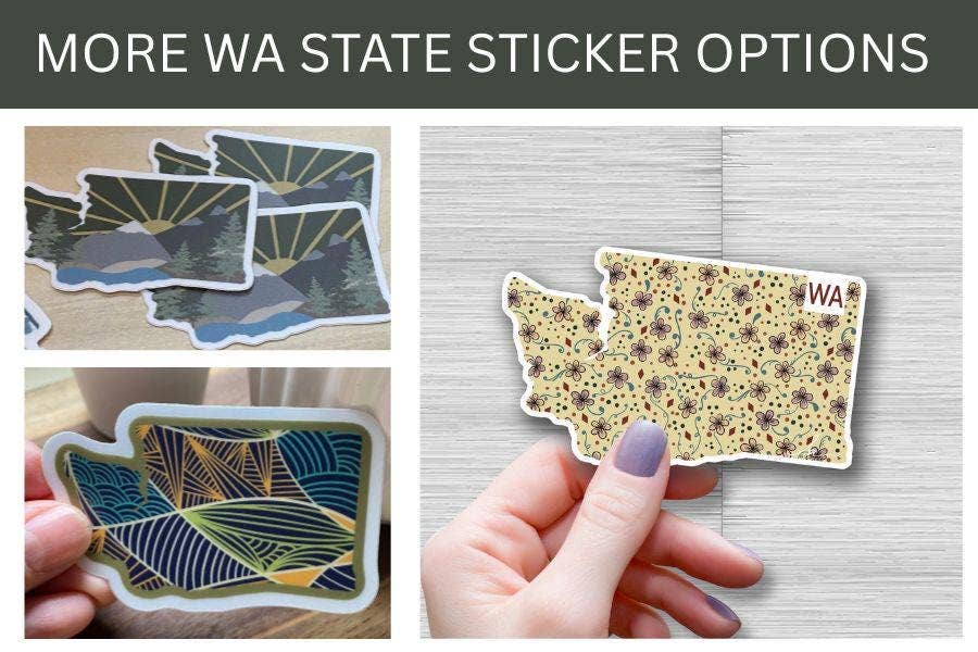 Beth Ann Erickson Designs - Wholesale Sticker - Washington State Sticker, Durable Waterbottle Sticker2