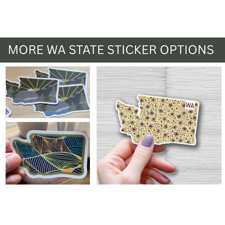 Beth Ann Erickson Designs - Wholesale Sticker - Washington State Sticker, Durable Waterbottle Sticker2