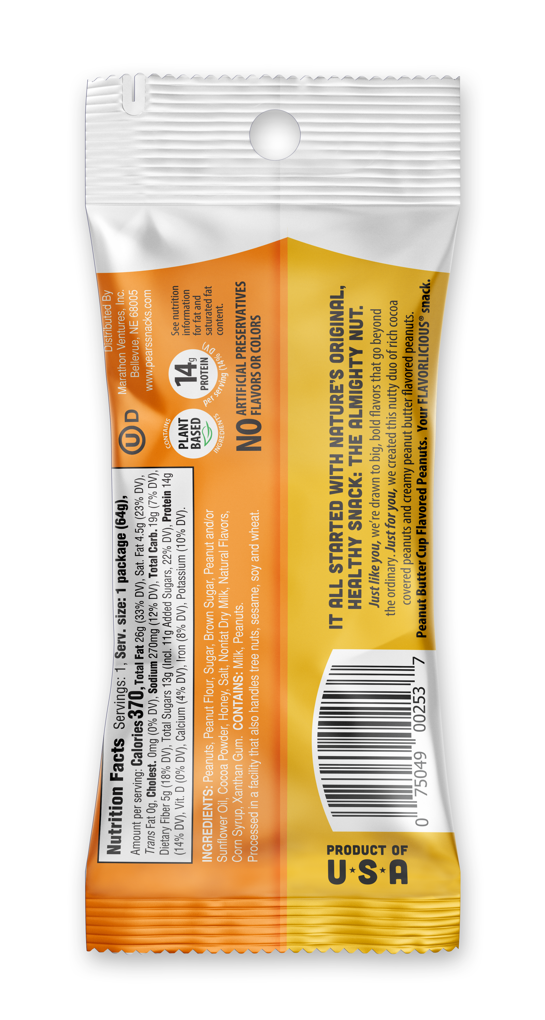 Pear's Snacks - Wholesale Nuts - Peanut Butter Cup Peanuts - Caddy (2.25oz x 12)2