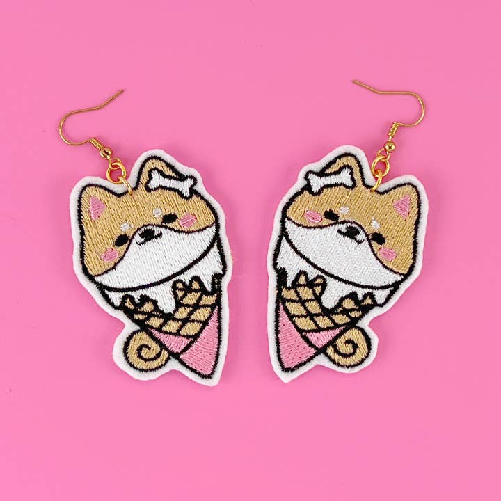 Kawaii Shiba Inu Ice Cream Earrings for wholesale by Kawaii Hair Candy