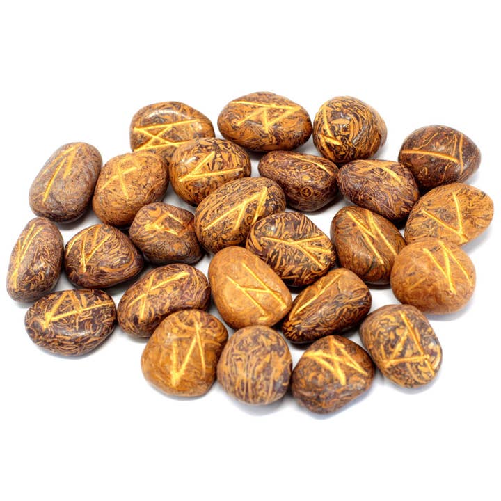 AW Artisan – Engroshandel Spirituelle sten og krystaller – Indisk Rune sæt i poser - Jasper slange