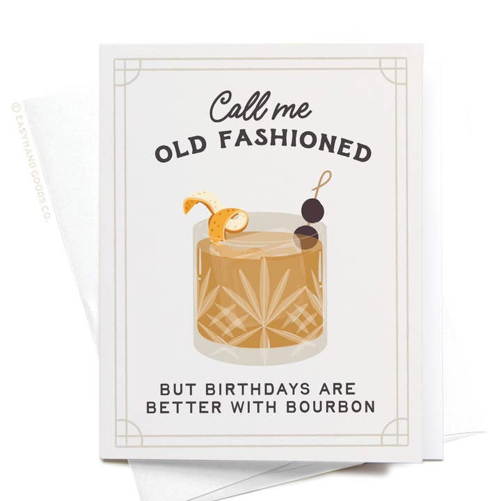 Call Me Old Fashioned Cocktail Greeting Card for wholesale by Easyhand Goods – formerly Onderkast