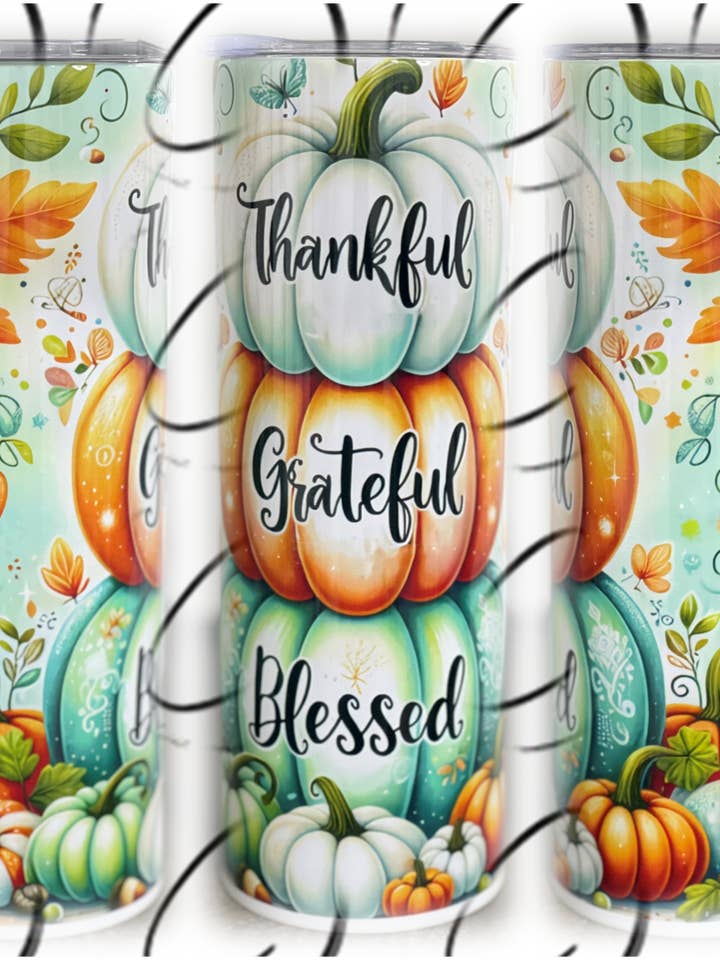 Thankful, Grateful, Blessed Stack 20oz Skinny Tumbler for wholesale by CMD Wholesale