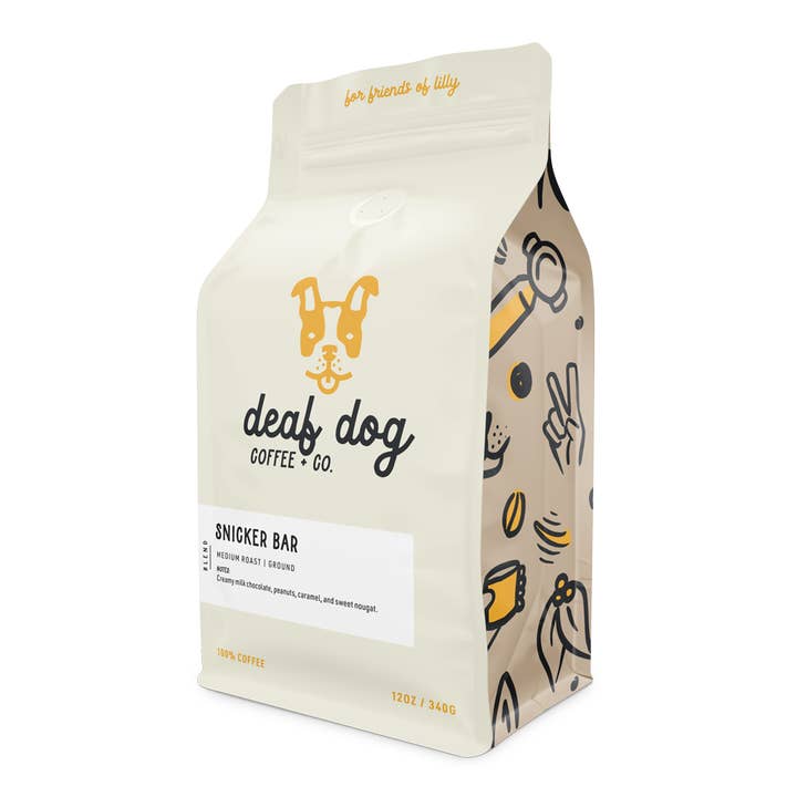 Snicker Bar Coffee for wholesale by Deaf Dog Coffee + Co.