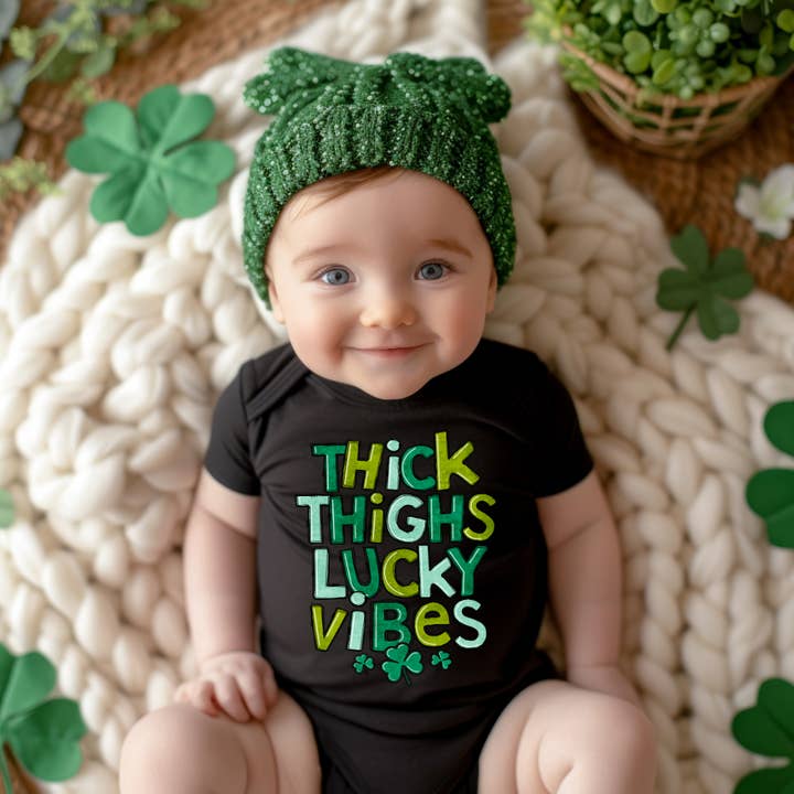 Lucky Vibes T-Shirt zum St. Patrick's Day für Babys mit dicken Oberschenkeln für den Großhandel von The Countryside Cottage