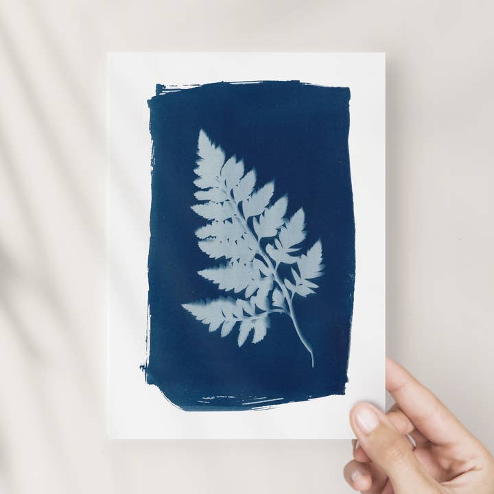 "Feelings of Autumn" Blue Leaf Fine Art Print 5x7 Unframed for wholesale by Far Mountain Studio