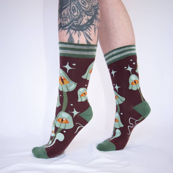 FootClothes LLC - Wholesale Socks - Unisex - Mystic Mushrooms Crew Socks8