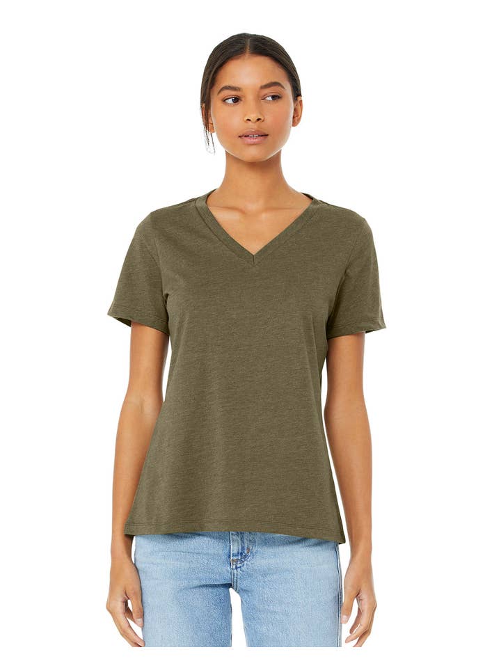 Total Apparel - Wholesale T-Shirt - Women's - Bella + Canvas Ladies' Relaxed Heather CVC Jersey V-Neck Tee8