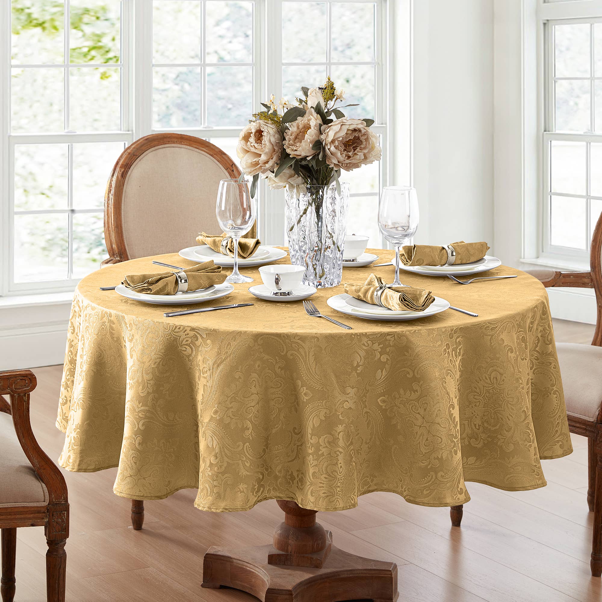 Threadmade Home - Wholesale Tablecloth - Caiden Elegance Damask Water and Stain Resistant Tablecloth29