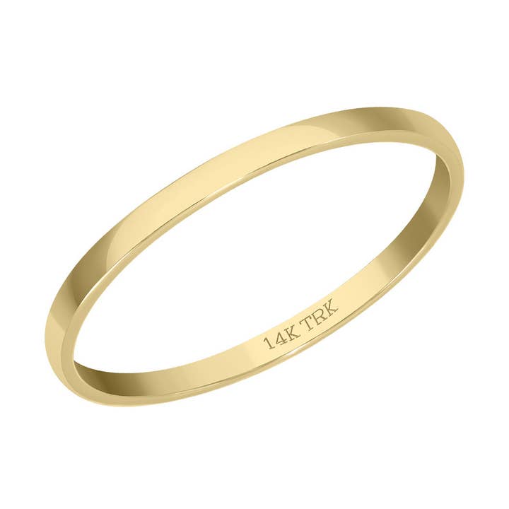 1 MM Plain Wedding Band in 14K Yellow Gold (Size 5 to 10) for wholesale by TimeLe$$ Classics