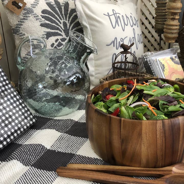 Kalmar Home - Wholesale Serve Bowl - Extra Large Acacia Serving/Salad Bowl with Utensils – 12" 3