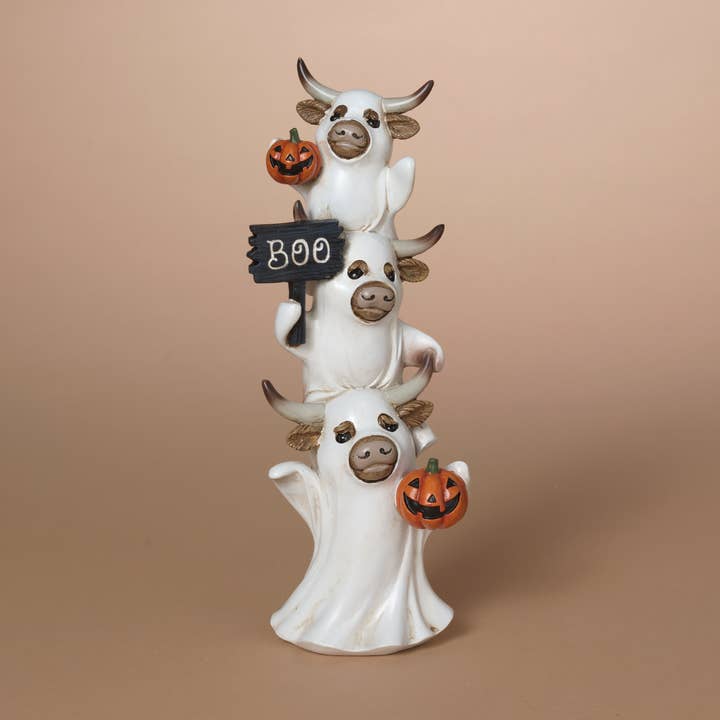 Gerson Halloween 11"H Resin Halloween Stacking Highland Cow for wholesale by The Gerson Companies