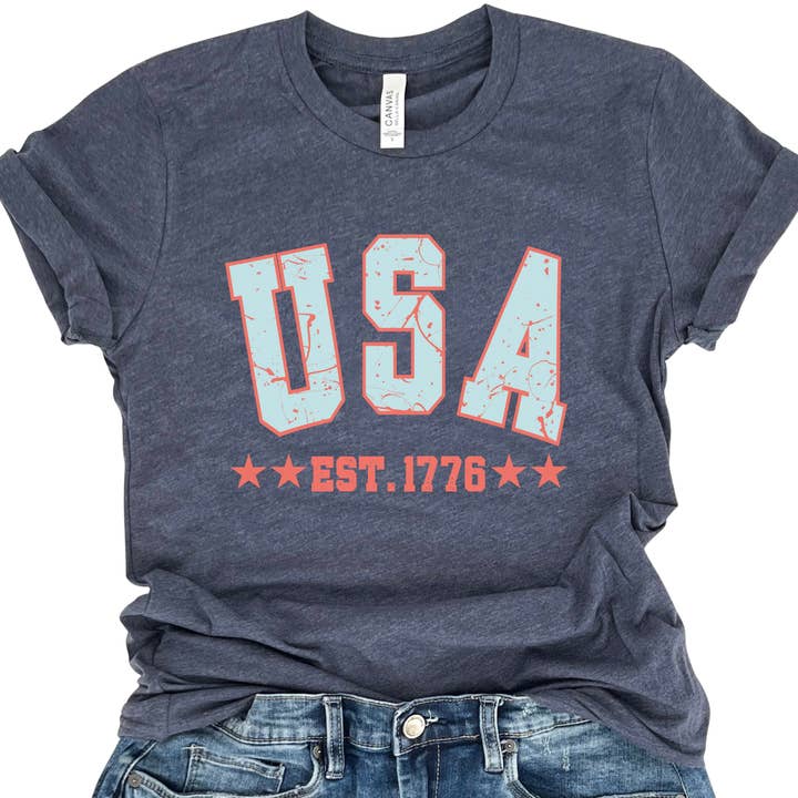 ATTA TOOD LLC - Wholesale T-Shirt (Graphic) - Women's - USA women's 4th of July graphic t-shirt, Patriotic, Holiday5