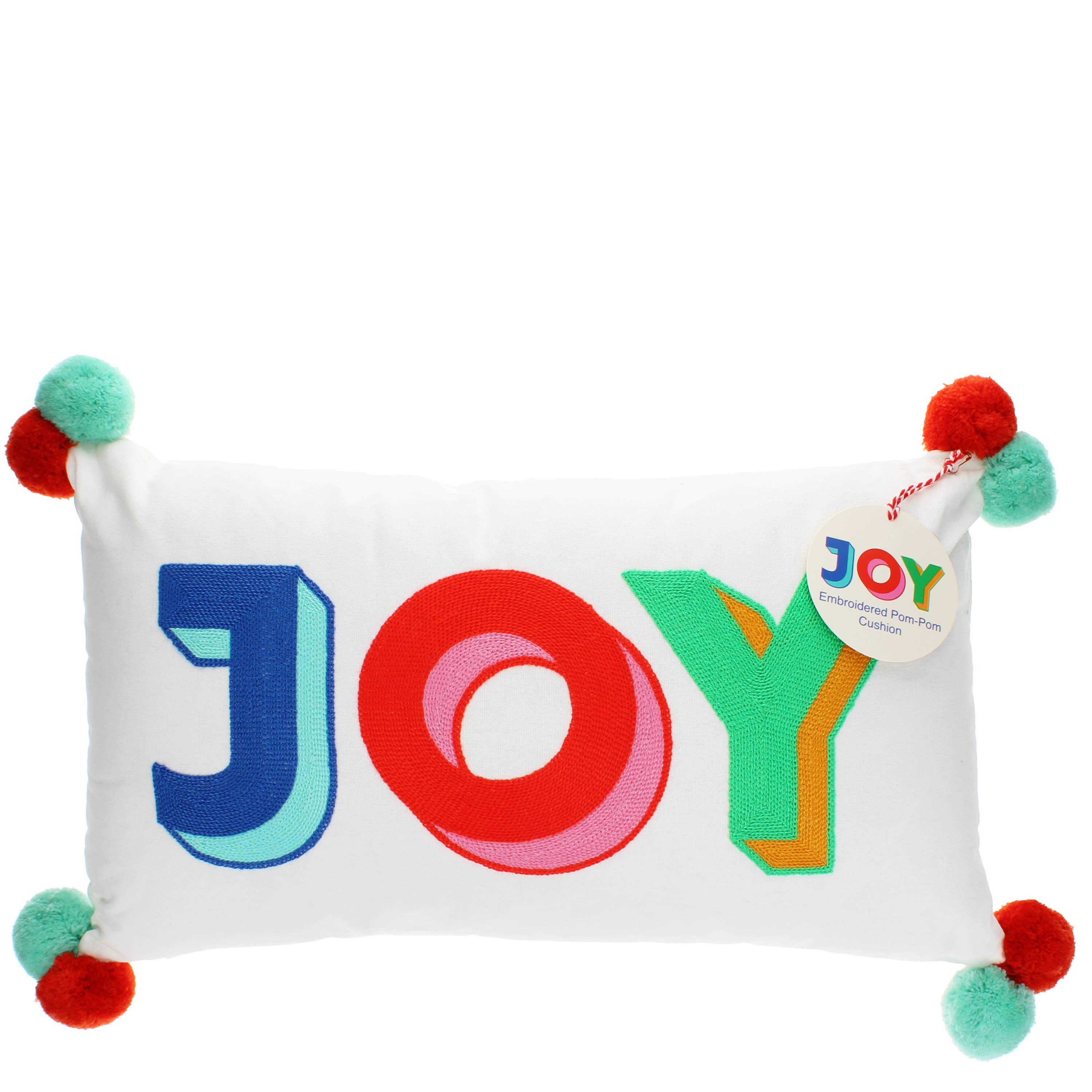 Rex B2B - UK - Wholesale Pillow/Cushion - Kids & Baby - Embroidered cushion with pom poms - Joy0