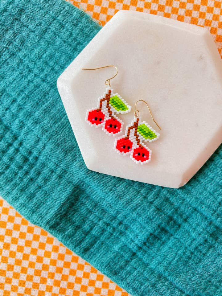 Cherry Cuties | Beaded Earrings for wholesale by Eleven + Jane