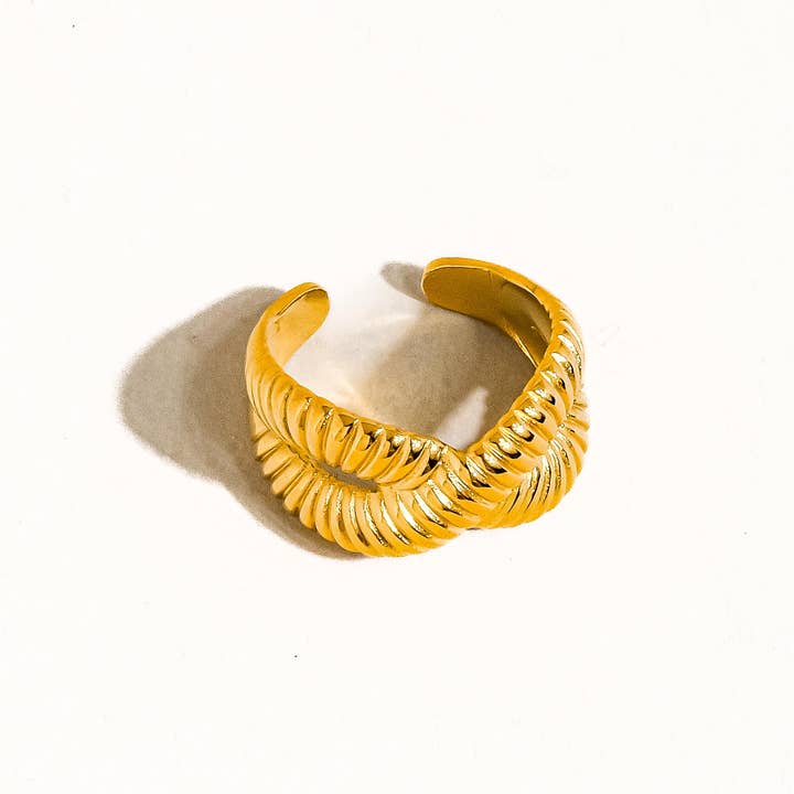 Or jaune Bague spirale en forme de croix Nia en or 18 carats sans ternissement en vente sur Faire2