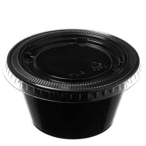 60 Pack Plastic Condiment Souffle Containers with Attached Lids 1