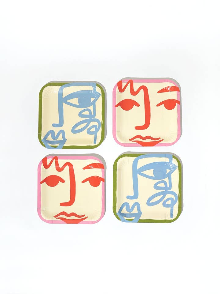 Two Face Dessert Paper Plates (x 12) - Art Party Collection for wholesale by POP Party Supplies, LLC