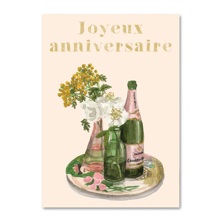 Champagne Birthday Card for wholesale by MÉLANIE VOITURIEZ