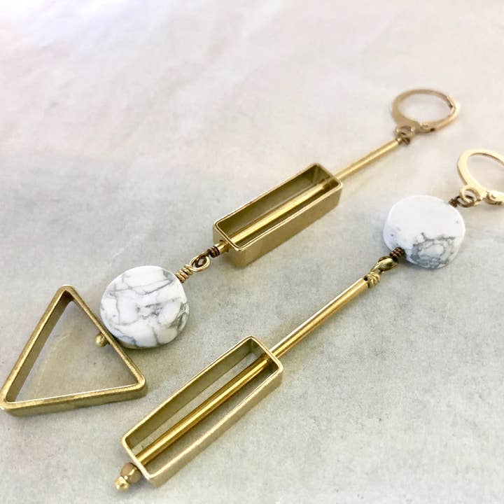 Pendientes de mármol blanco incomparables para venta al por mayor de SORA DESIGNS