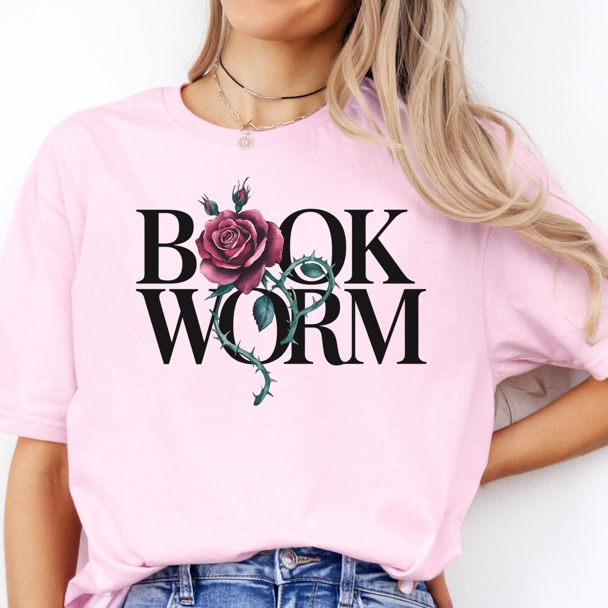 Par.tees by Party On! - Wholesale T-Shirt (Graphic) - Unisex - Book Worm Bookworm Reading Reader Coffee Rose Graphic Tee1