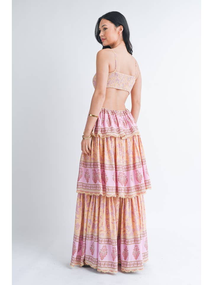 Klesis - Wholesale Dress – Women's - ID7063 THREE TIER PRINTED MAXI DRESS WITH POM POM TRIM18