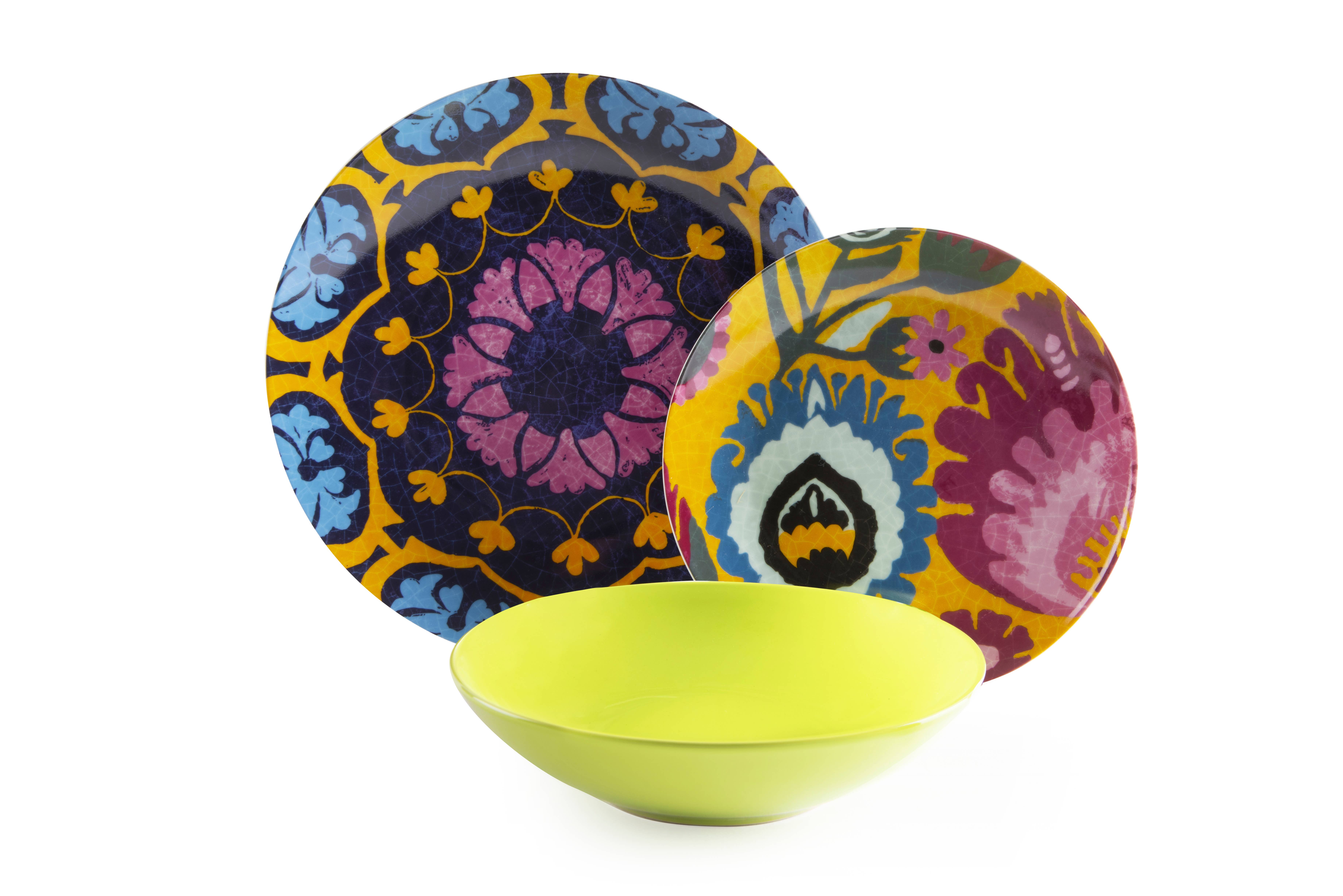 multicolour 18-Piece New Delhi Dinnerware Set for wholesale on Faire6