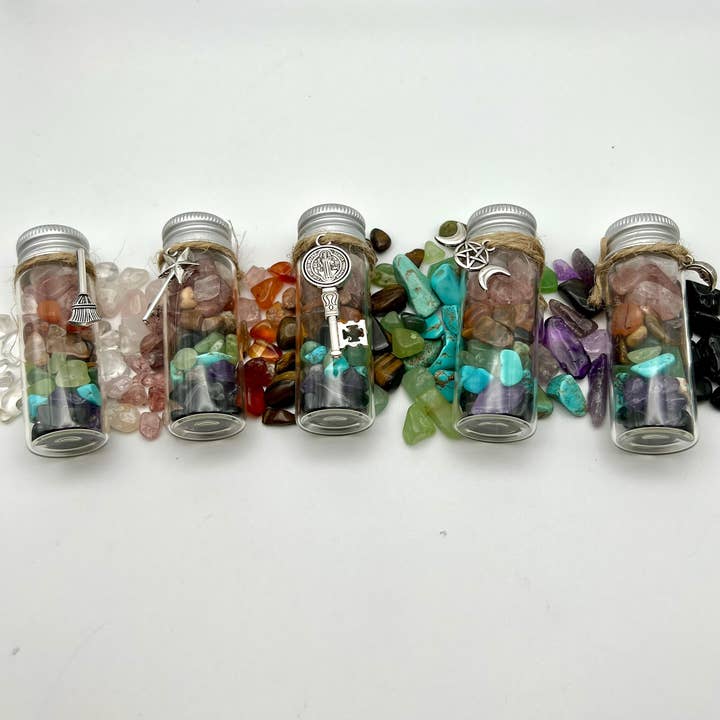 Purple Door ATX - Wholesale Spiritual stone/crystal - Balancing Rainbow Chakra Shots Bottle Crystal Chips4
