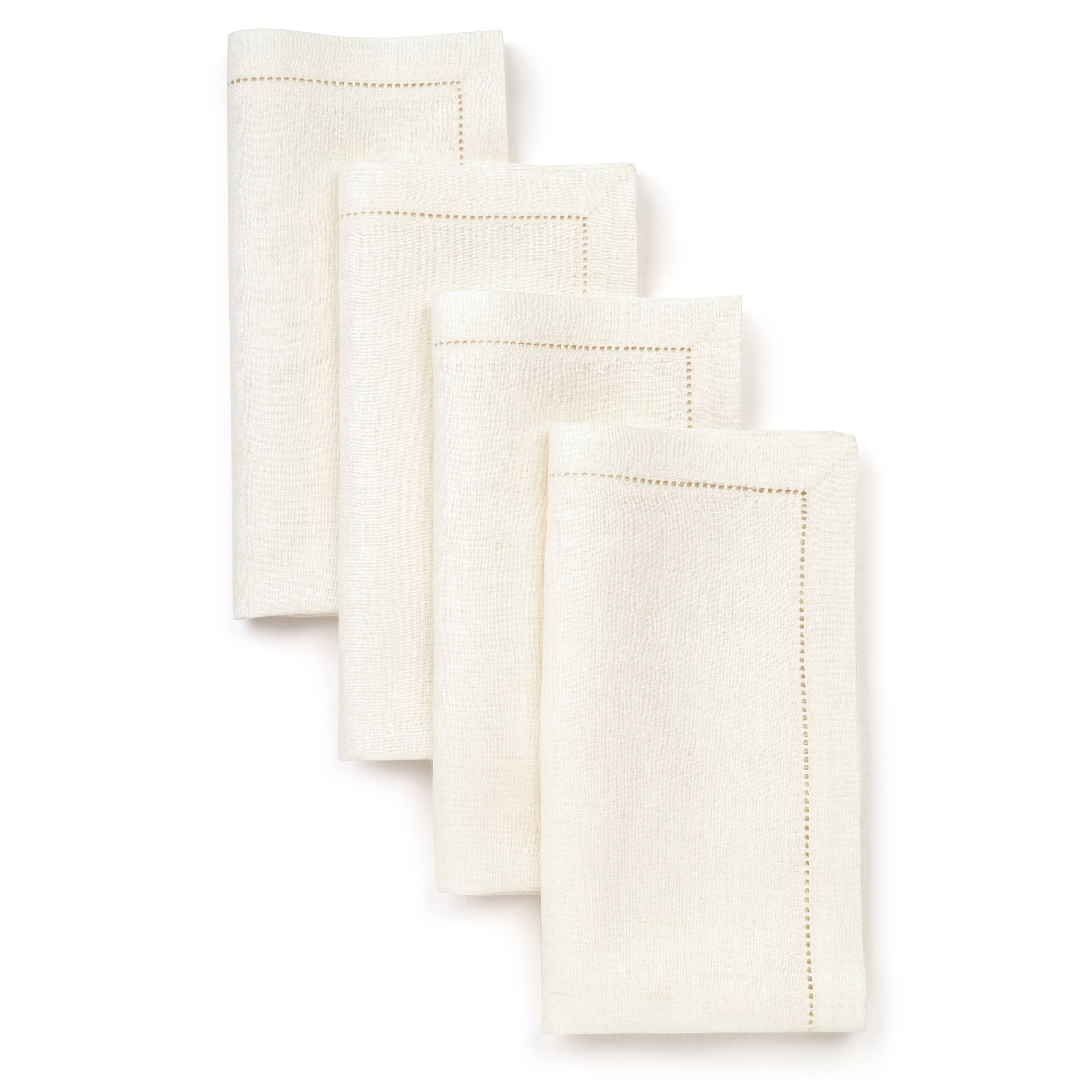 D'Moksha - Wholesale Dinner & Cloth Napkin - Ivory Linen Dinner Napkins 20 x 20 Inch - Hemstitch0