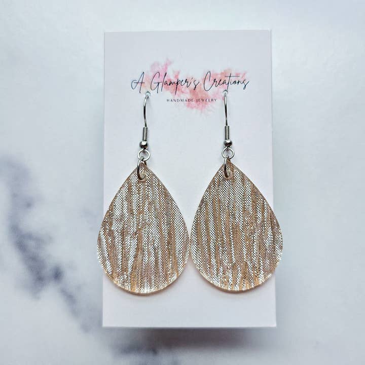 Champagne Teardrop Acrylic Earrings - LIMITED AVAILABILITY for wholesale by A Glamper's Creations LLC