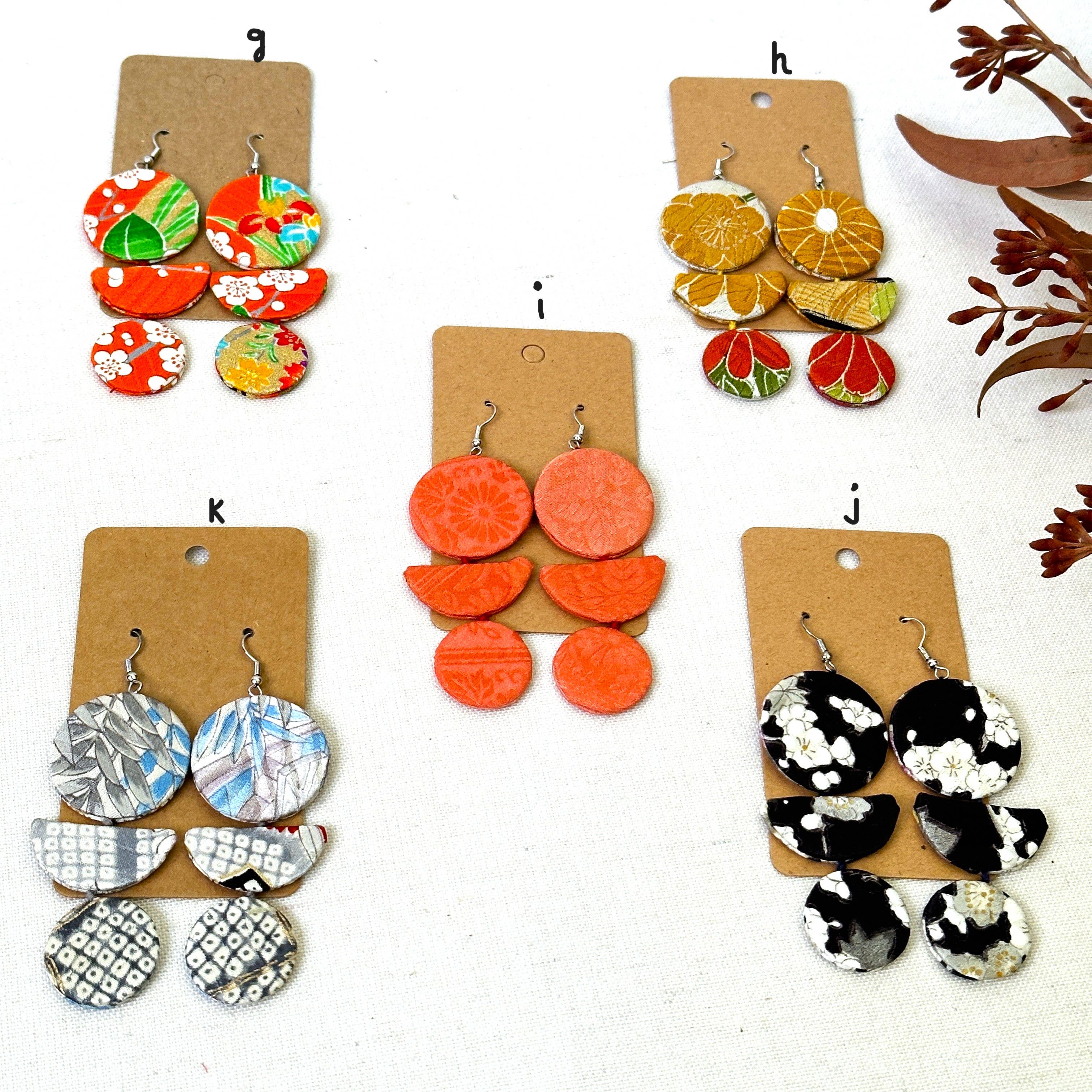 Sophie Silks - Wholesale Dangle earrings - Triple Drops Statement Kimono Earrings5