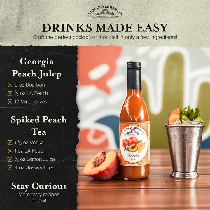 Liquid Alchemist Syrups – wholesale Cocktail mix/syrup – Peach Cocktail Syrup