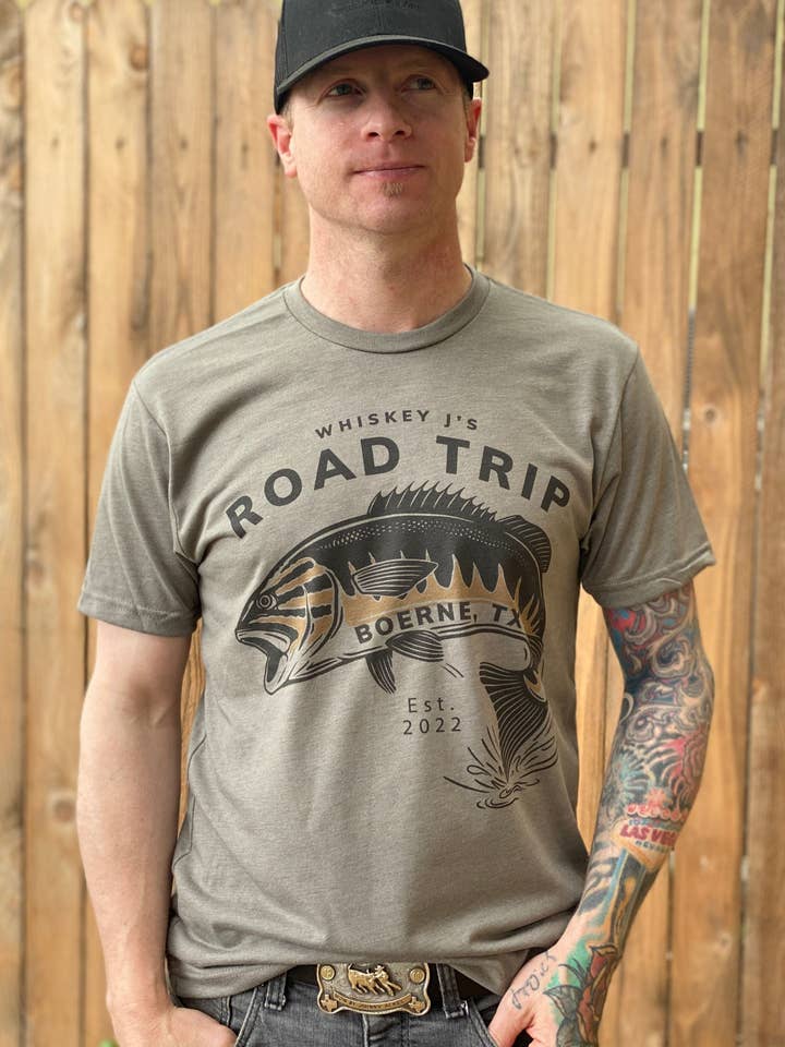 WJ1005 Whiskey J's Road Trip Fishing Tee for wholesale by J.Forks Designs