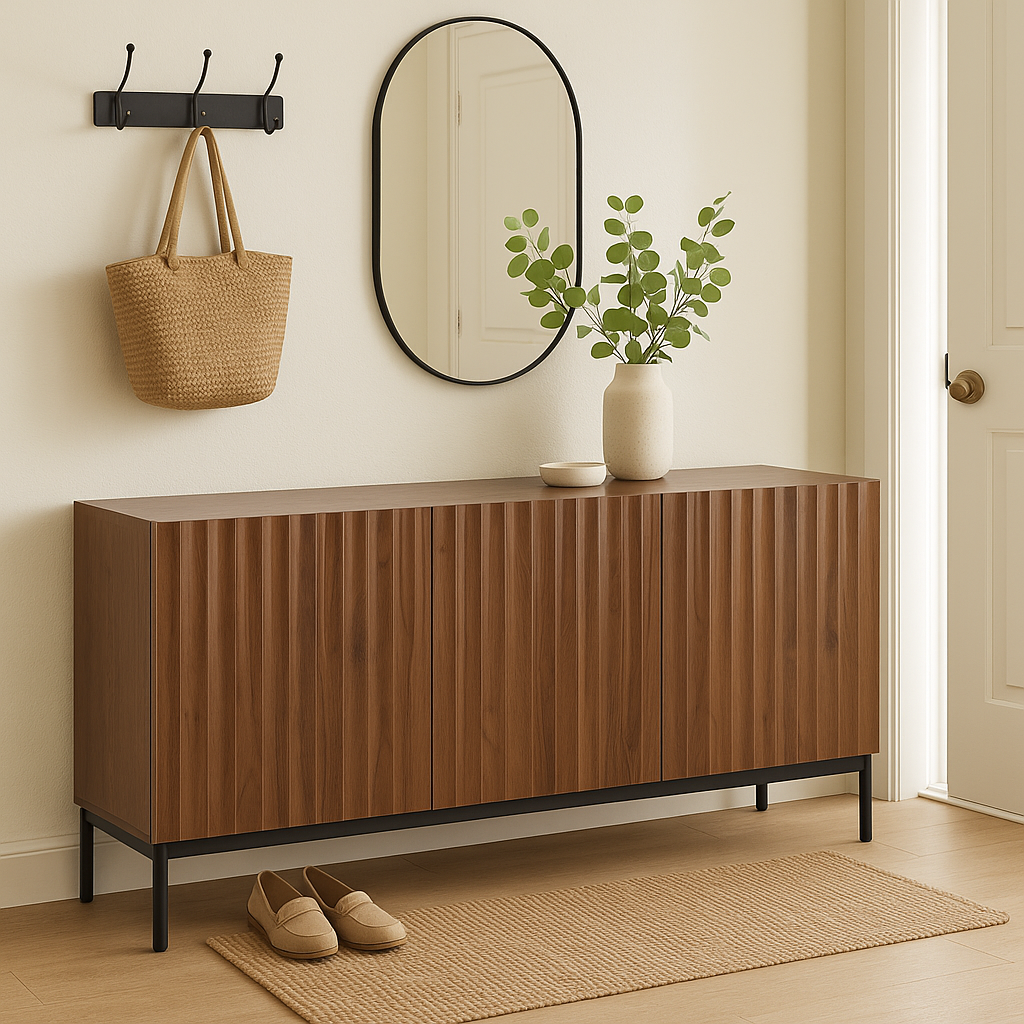 Urban Meuble – wholesale Skänk – Buffé i mörk ådrad vintage ek-effekt med vågig 3D-yta 150x40x80cm GHOTS6