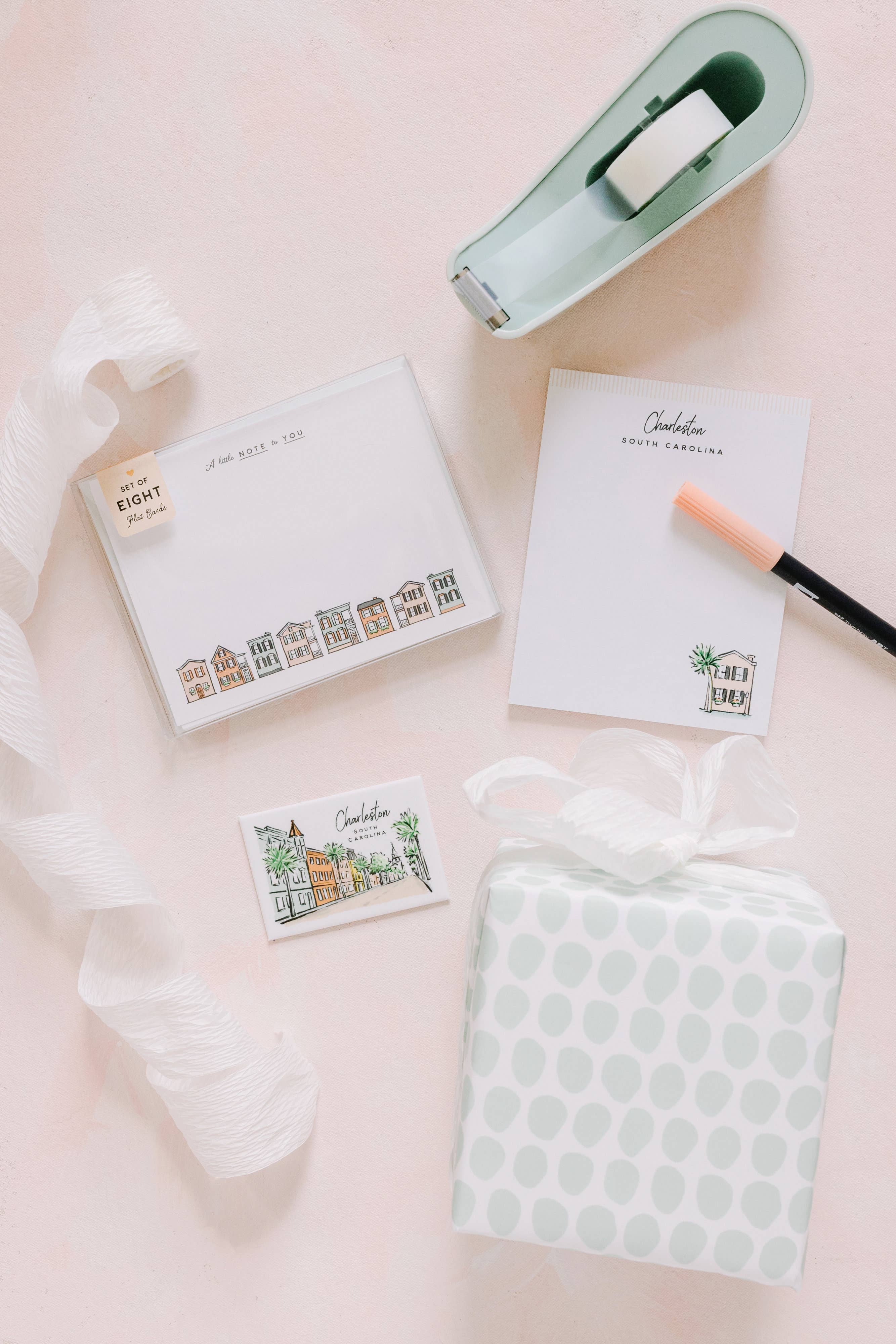 Texture Design Co - Wholesale Stationery/Notecard Set - Sherbet Painted Streets: The Downtown Flat Card1