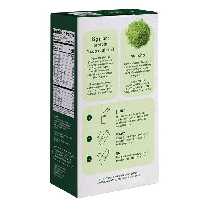 kencko - Wholesale Powdered Health Drink - Matcha Organic Fruit Protein Smoothie Mix (4 smoothies)1