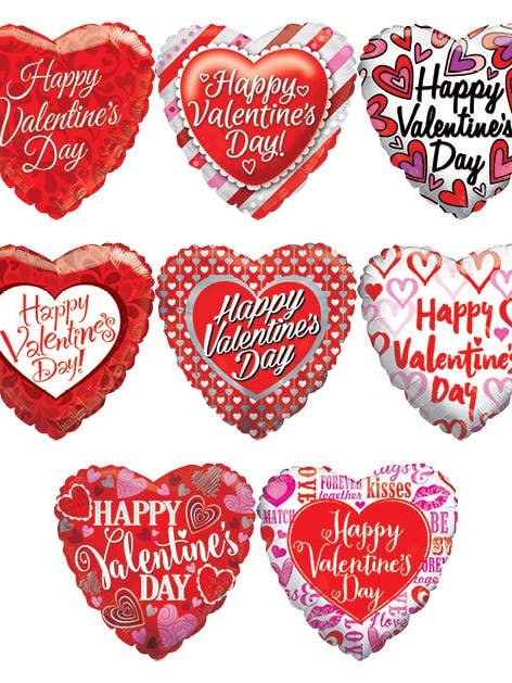 18" Mylar Balloon Air Filled Assortment - Valentines Day for wholesale by Sumptuous Gifts