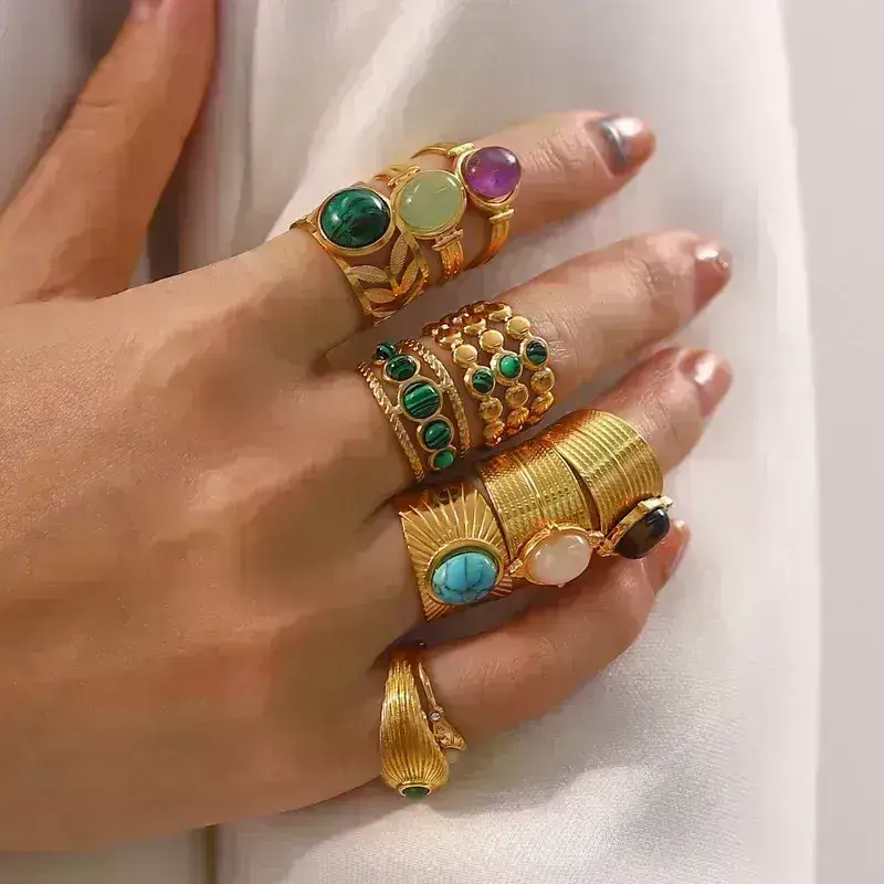 Sweet Cherry Sky - Wholesale Cocktail/Statement Ring - Stainless Steel Rings Gold Plated23